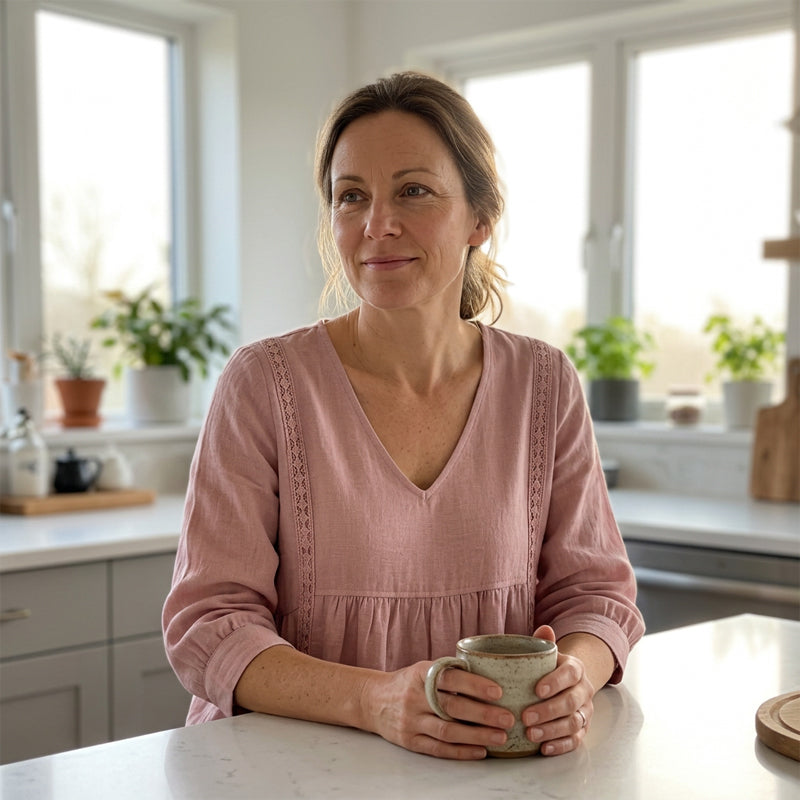 Élise – Blouse fluide à dentelle