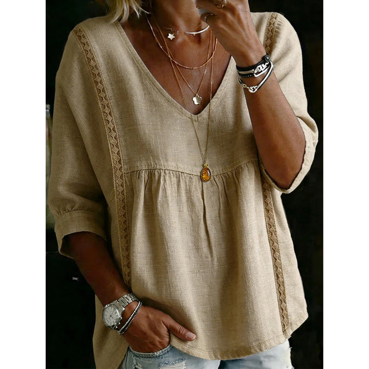 Élise – Blouse fluide à dentelle
