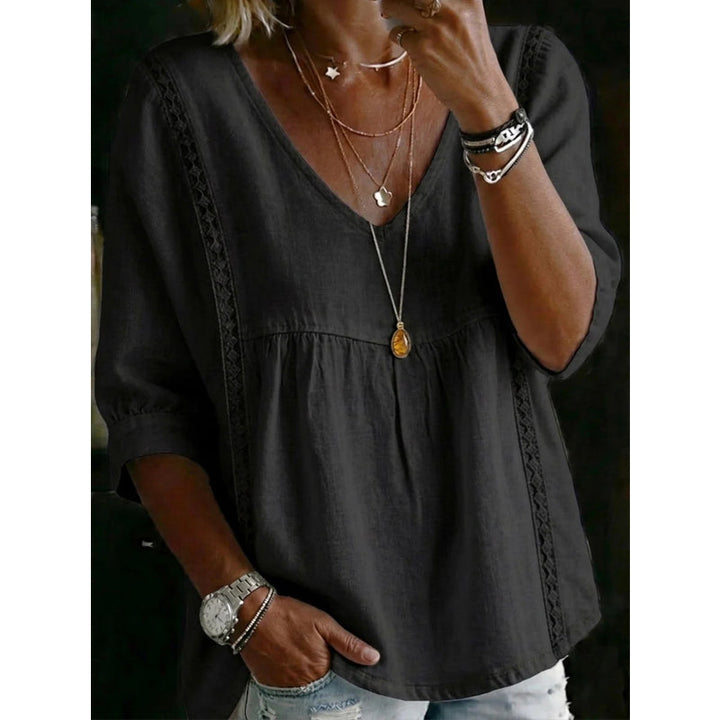 Élise – Blouse fluide à dentelle