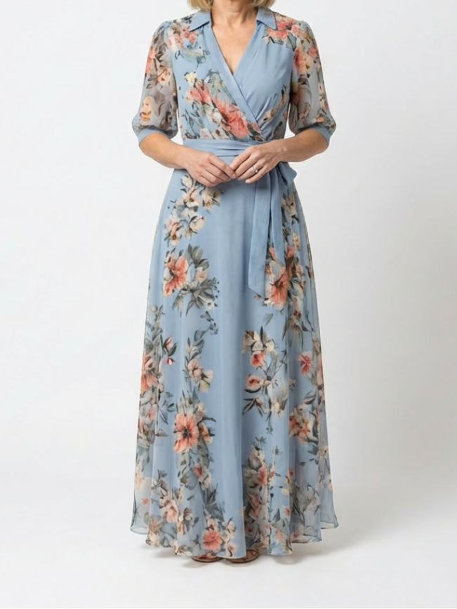 Elowen | Robe Maxi V Enveloppante à Imprimé Floral