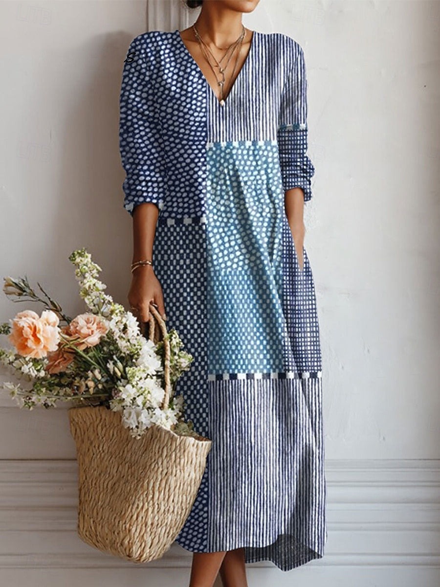 Clémence | Robe longue Blue Mosaic