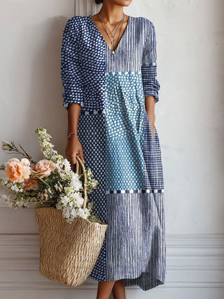 Clémence | Robe longue Blue Mosaic