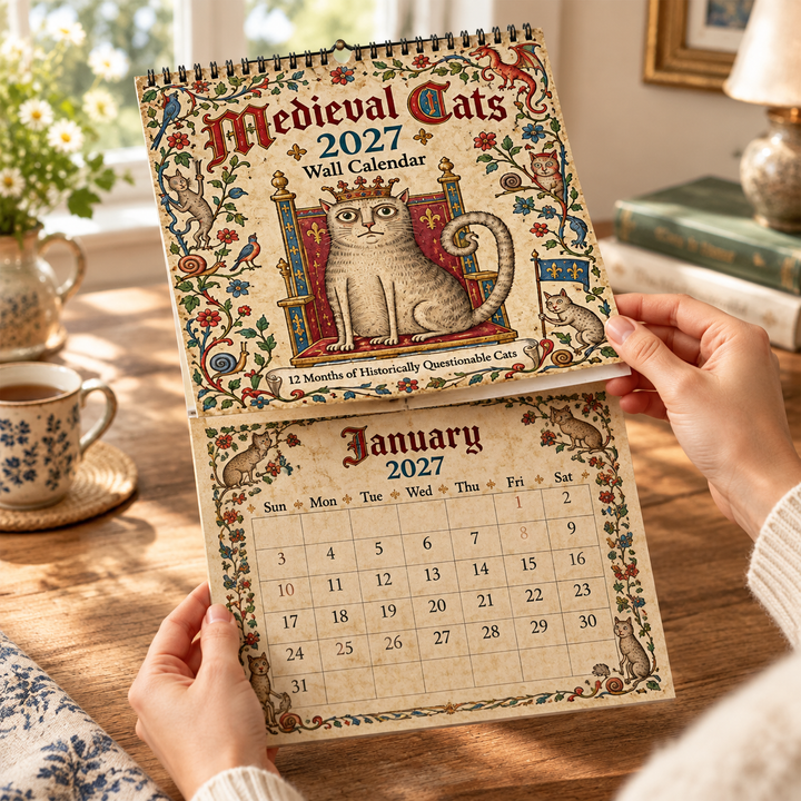 CALENDRIER MURAL 2027 – Chats Médiévaux
