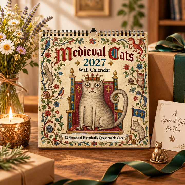 CALENDRIER MURAL 2027 – Chats Médiévaux